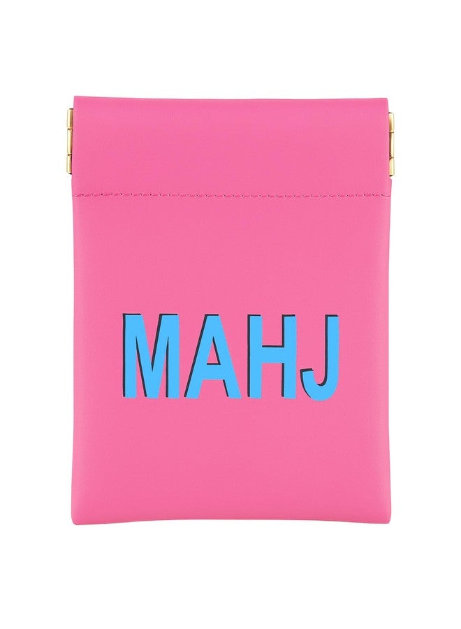 Sunnymove 1 Pcs Mini Mahjong Dice Bags 3.8 x 3.9 in PU Squeeze Mahjong Pouch Dice Coin Tiles Purse for Board Game Party Travel(Pink) - Image 1